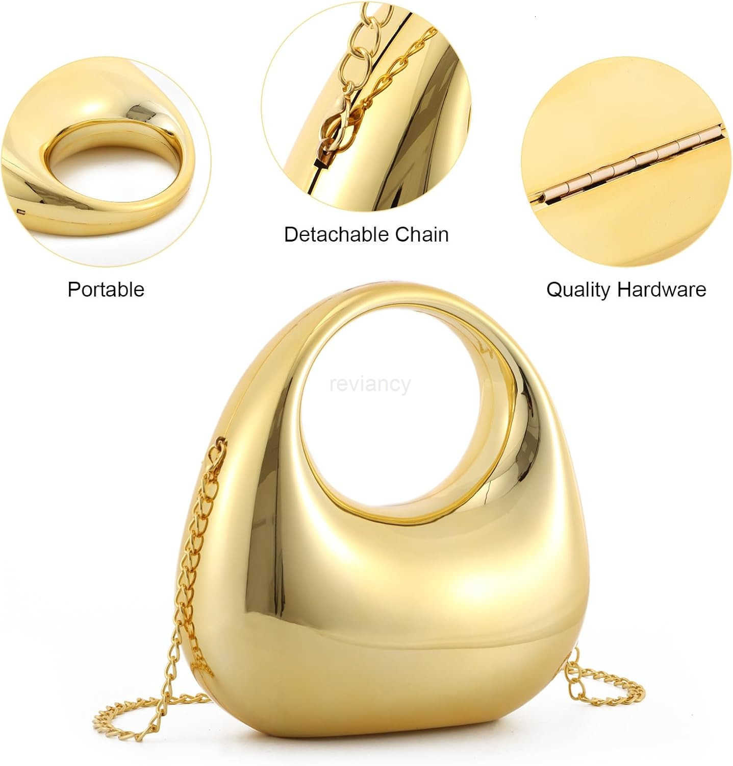 Womens Moon Shape Unique Handbag Acrylic Tophandle Purse Crossbody Evening HandbagW250913