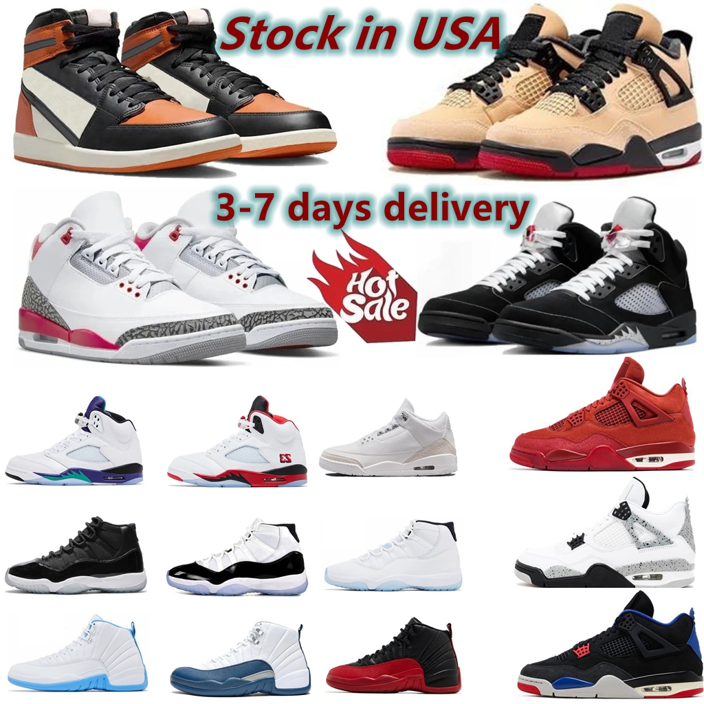 Designer for Men Women 4 4s 5 5S 3 3s 11 11s 12 12s 1s high low OG Basketball Shoes Grape Black Cat Fire Red White Cement Thunder sneakers trainers sports shoe Size 14 15 16