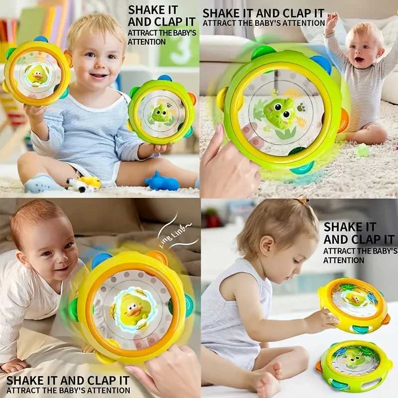 Cartoon frog and duck tambourine ring Vibrating tambourine suitable for children 03 years old clapping toy C250913