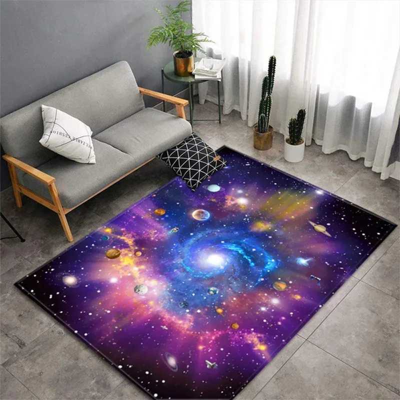 Cartoon Planet crystal velvet carpet Bedroom Room Bedroom bed blanket covered with space star living room carpet C250913