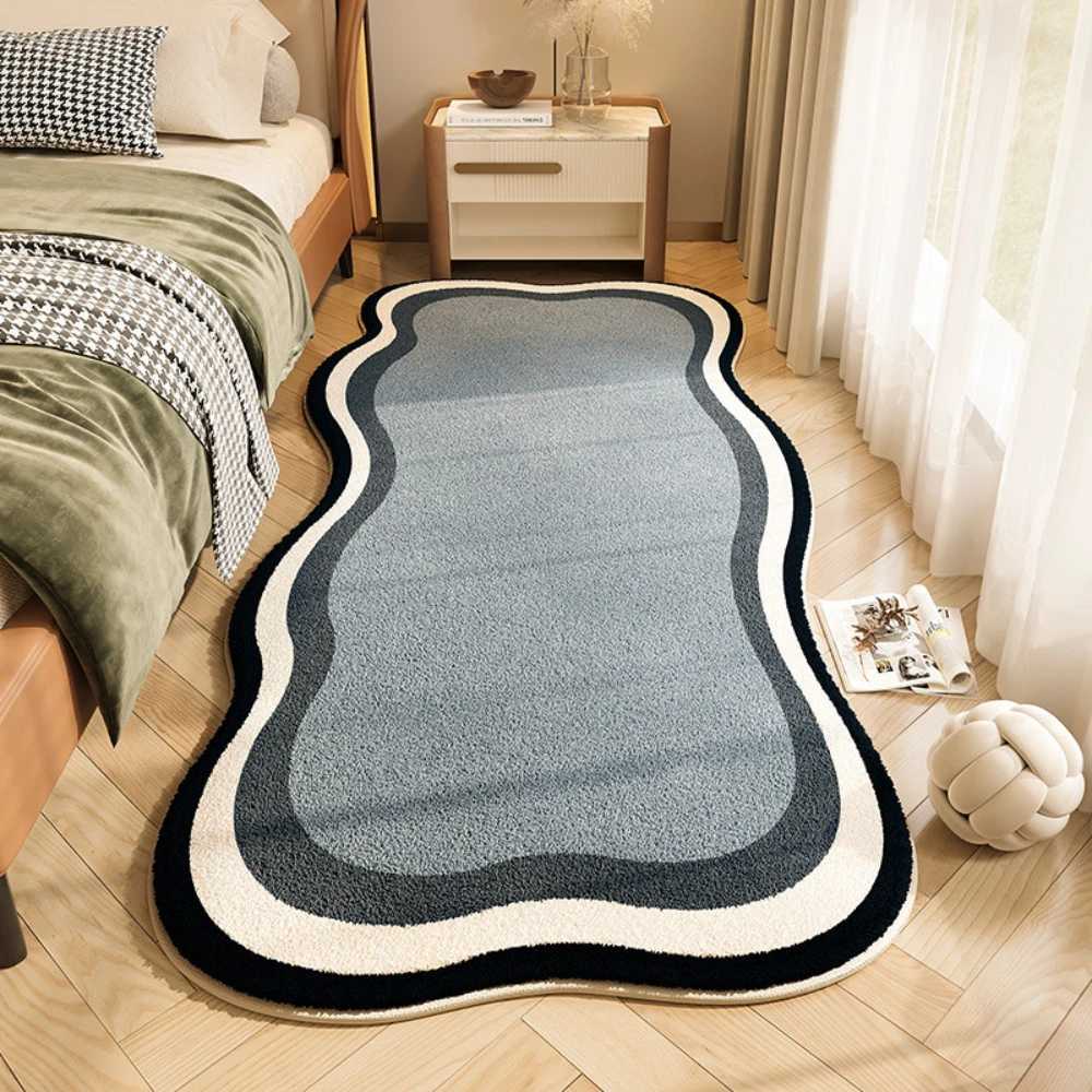 VIKAMA Rug For Bedroom Strips Of Flannel Modern Simple Solid Color Bedroom Bedside Carpet Sofa Window Carpet C250913