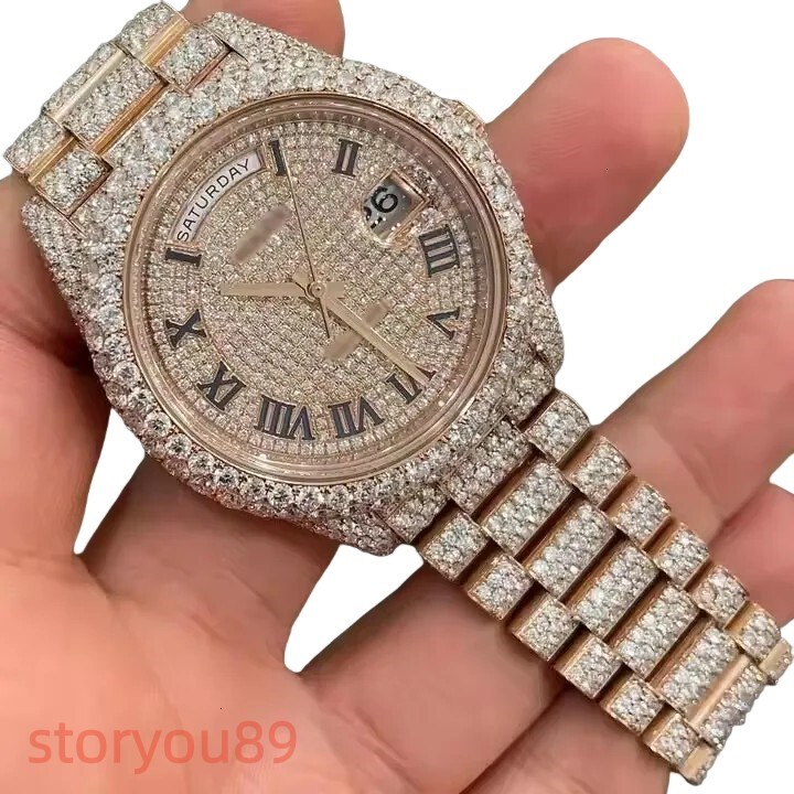 VVS Top Quality Automatic Mechanical Iced Out Women Designer Men Moissanite Pass Dia Watches Free delivery moissanite watch pass dia test with box 8d5