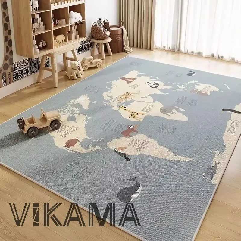 VIKAMA 20 Upgraded Material Childrens Play Carpet Room Living Room Bedroom World Map Space Rug Washable Mat Home Decor C250913