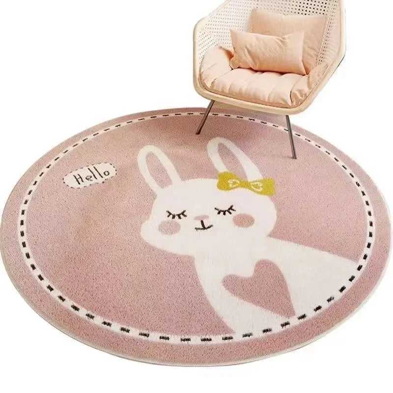 VIKAMA Cartoon Round Imitation Cashmere Carpet Bedroom Bed Childrens Room Small Animal Bed Mat Wear Resistant Cashmere Carpet C250913