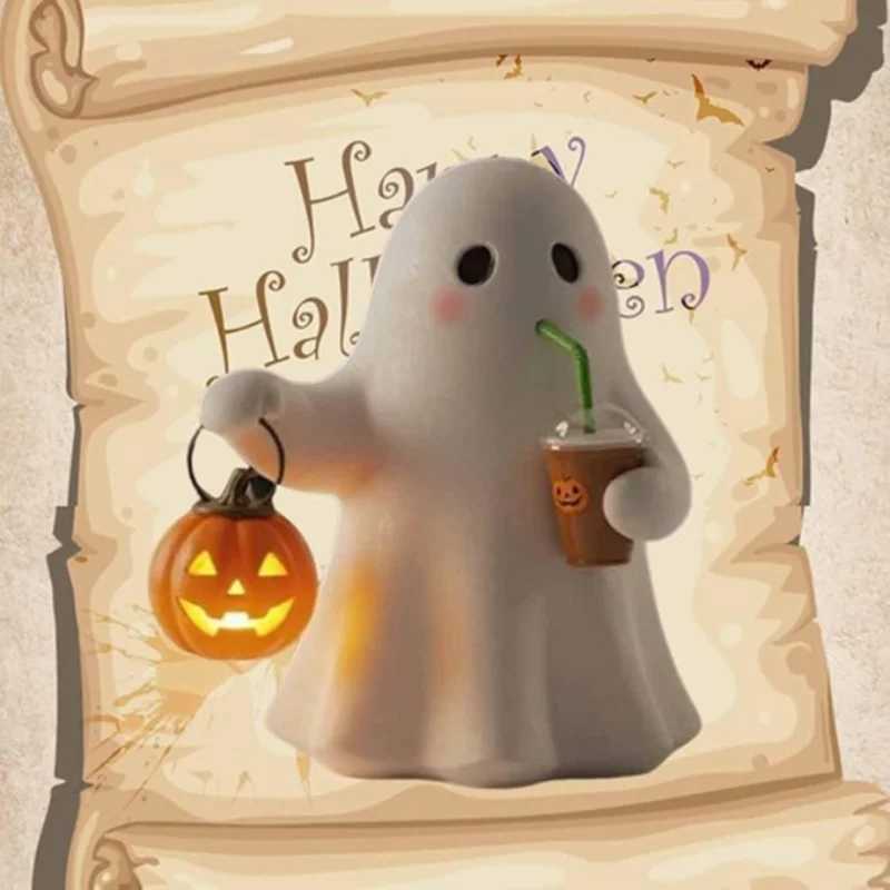 1014 Cm Cute Ghost Desk Decoration Nightlight Resin Home Creative Crafts Decoration Atmosphere Halloween Table Lamp Home Decor C250913