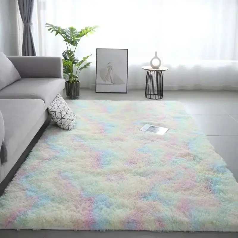 VIKAMA Silk Wool Rugs Childrens Room Living Room Bedroom TieDye NonSlip Washable Machine Washable Carpet Mats C250913