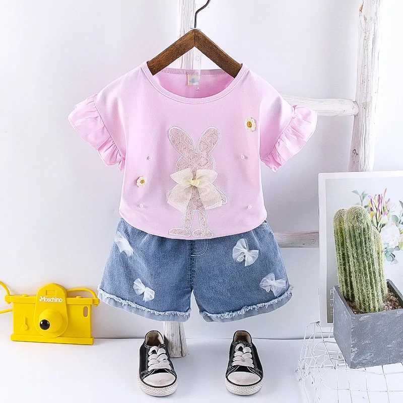New Summer Fashion Baby Girl Clothes Suit Children Cute TShirt Shorts 2PcsSets Toddler Casual Costume Outfits Kids Tracksuits C250913
