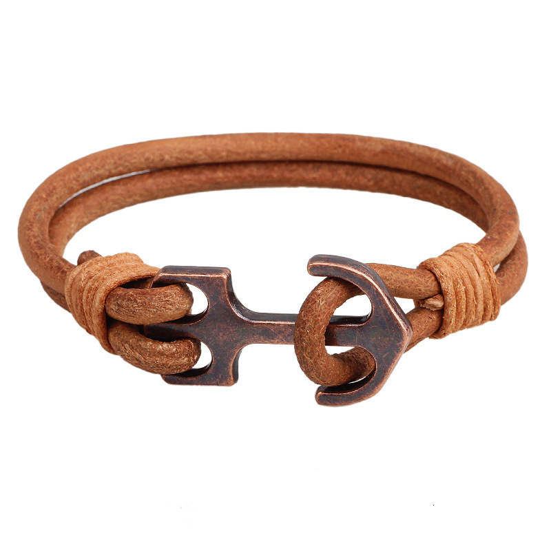 Cowhide Alloy Anchor Winding Versatile Personality Simple Men's Bracelet ddmymoon
