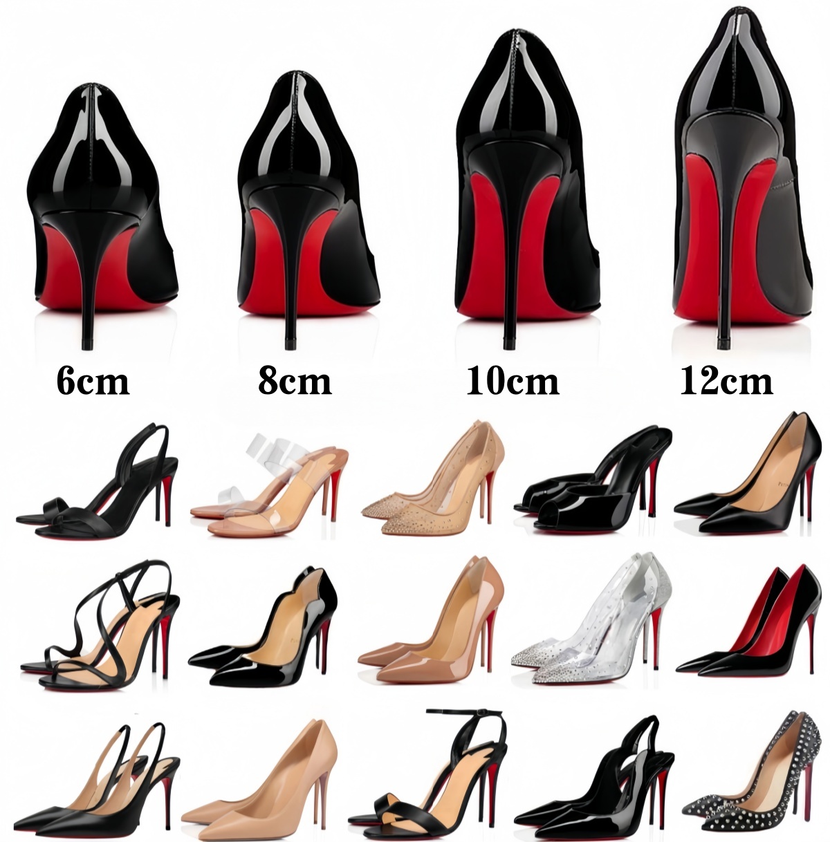 with box Designer Women High Heels Shoes Peep Toes Sandals Luxury Red Shiny BottomShoes 6cm 8cm 10cm 12cm christian loubitonly red bottomshoes louboutinrs