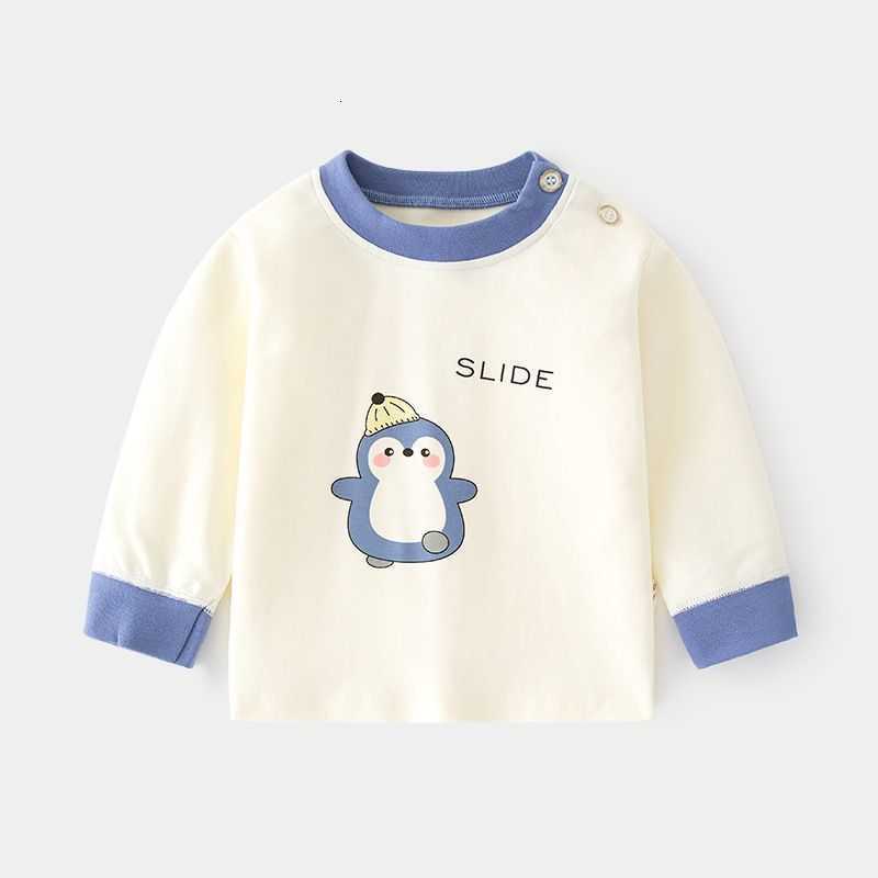 Baby Autumn Clothes Infant Cotton Printed Tops Cartoon Children Spring Autumn Underwear Bottoming Children's Clothes Shoulder Open T-shirt