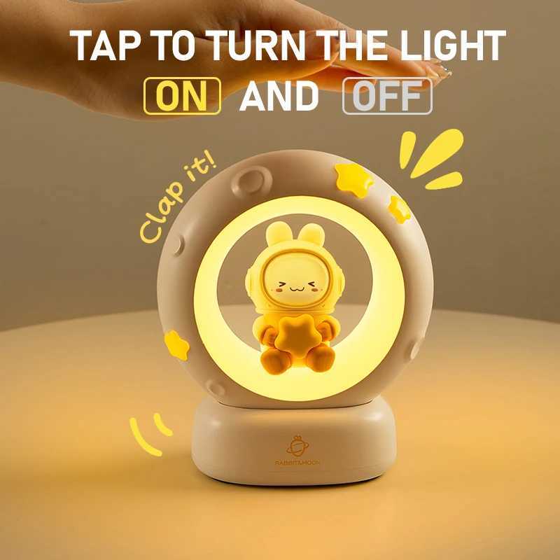 Moon Night Light Cute Rabbit Cat Panda Lamps Room Bedside Decoration USB Rechargeable Kawii Animal Gift Warm Soft Light C250913