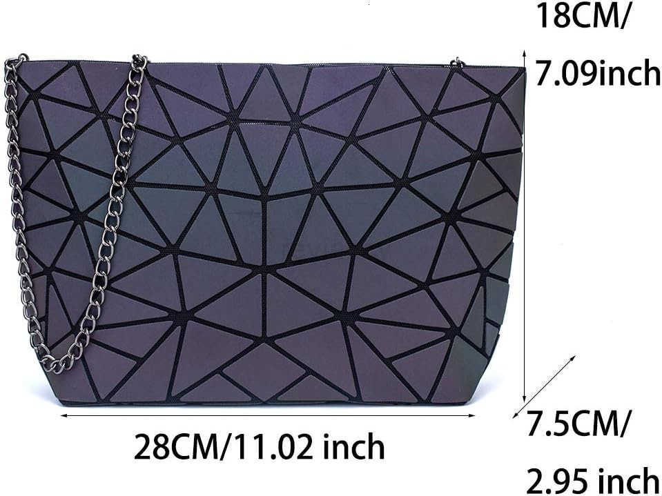 Womens Geometric Luminous Purse bags Ladies Top Handle Satchel BagsW250913