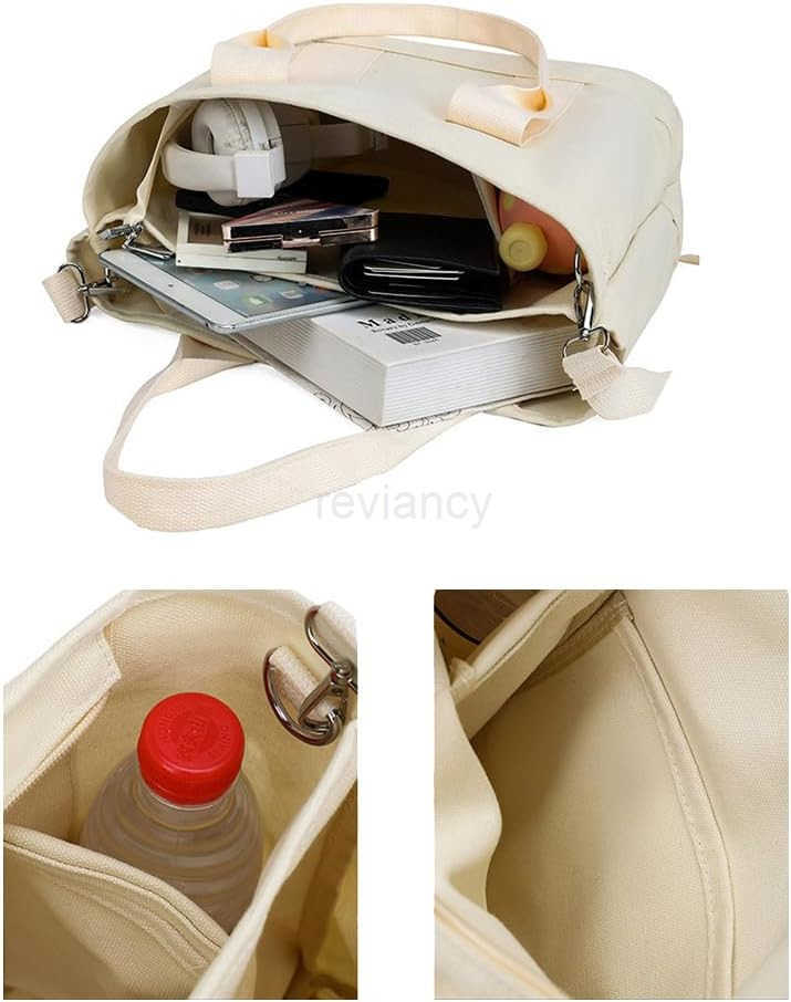 Canvas Tote Bag for Women Large Capacity MultiPocket Handbag Crossbody bag Satchel BagW250913
