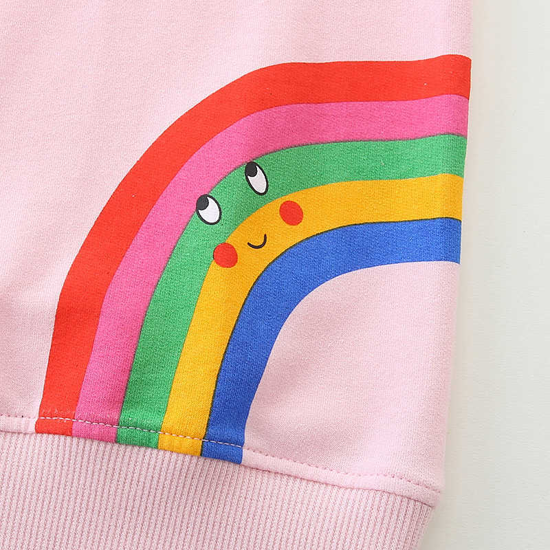 25 Autumn New Girls Sweatshirt Children's Sweatshirt Knitted Cotton Rainbow Print Children's Sweatshirt