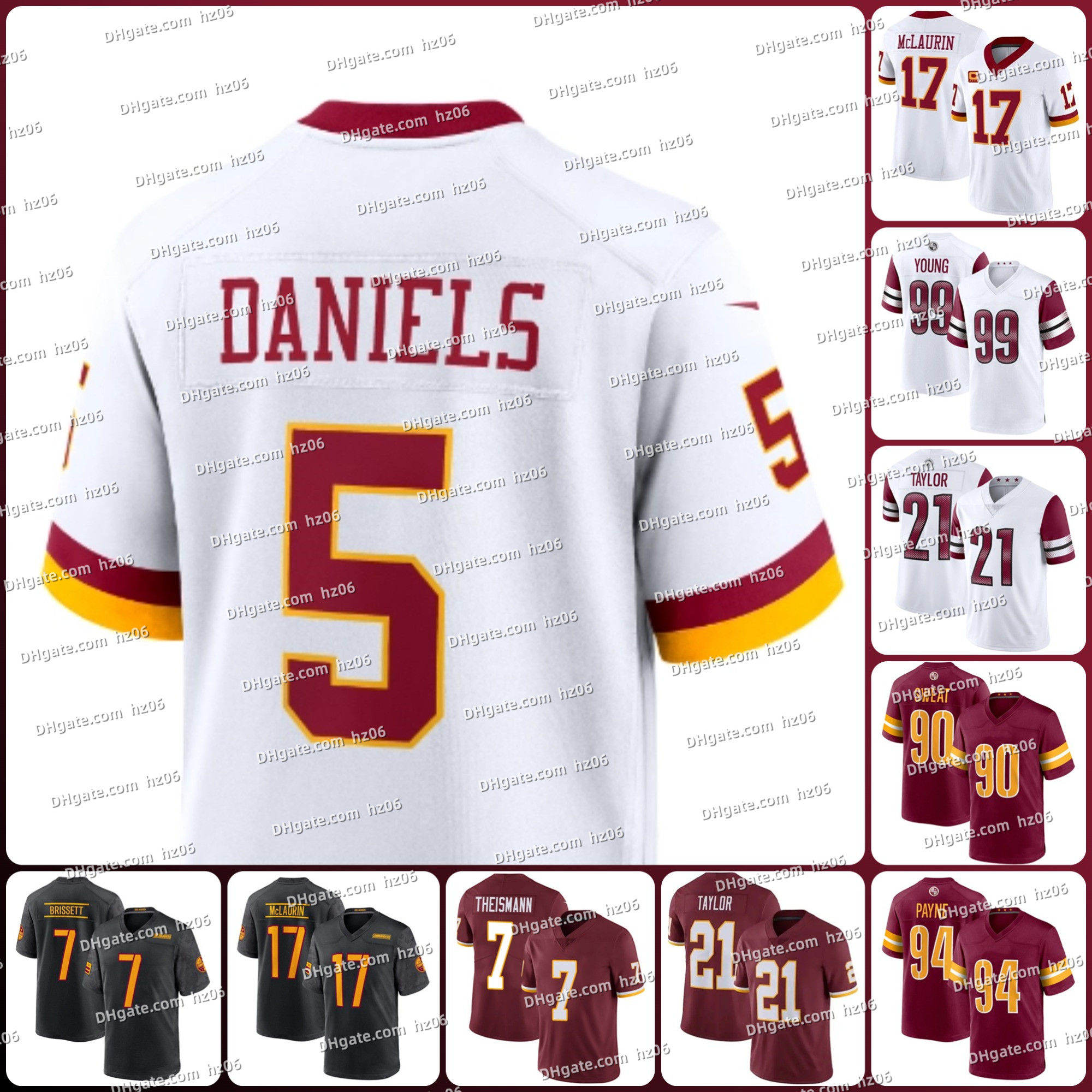 24 25 Summer Adult Washington American Football Jersey Rugby Jersey Sportswear Training Jersey Commanders Daniels 5 T shirt