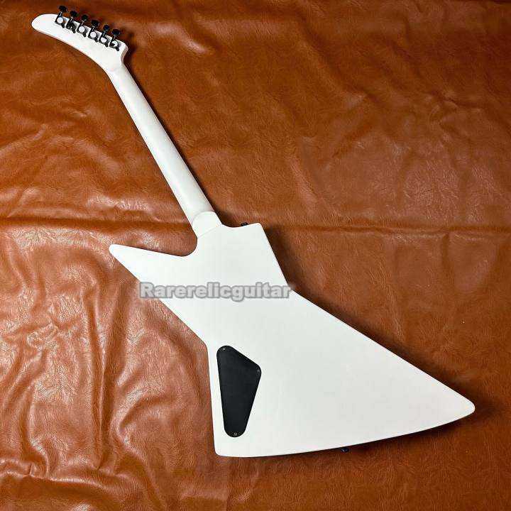 Metallic James MX 250 Papa Het White EX Electric Guitar, Dot Inlay, Black Hardware