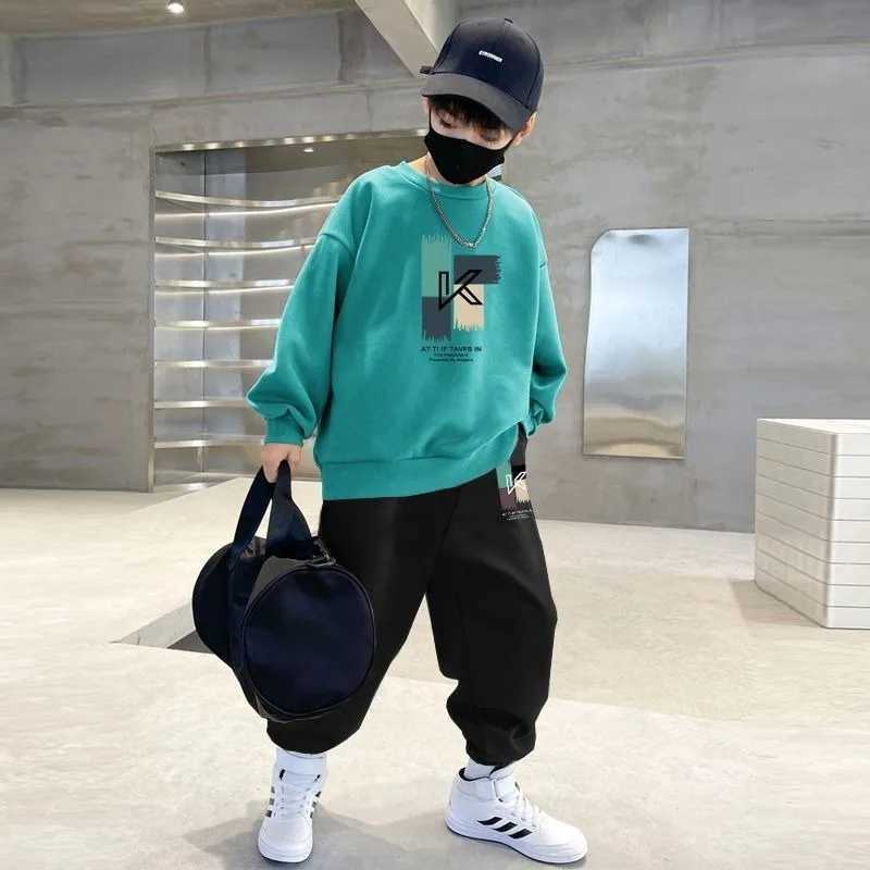 Sweatshirt Set FleeceLined Childrens Top Bottom Clothes Korean Kids 4 Years Clothing Year Old Boy Boys Autumn Winter Suit C250913