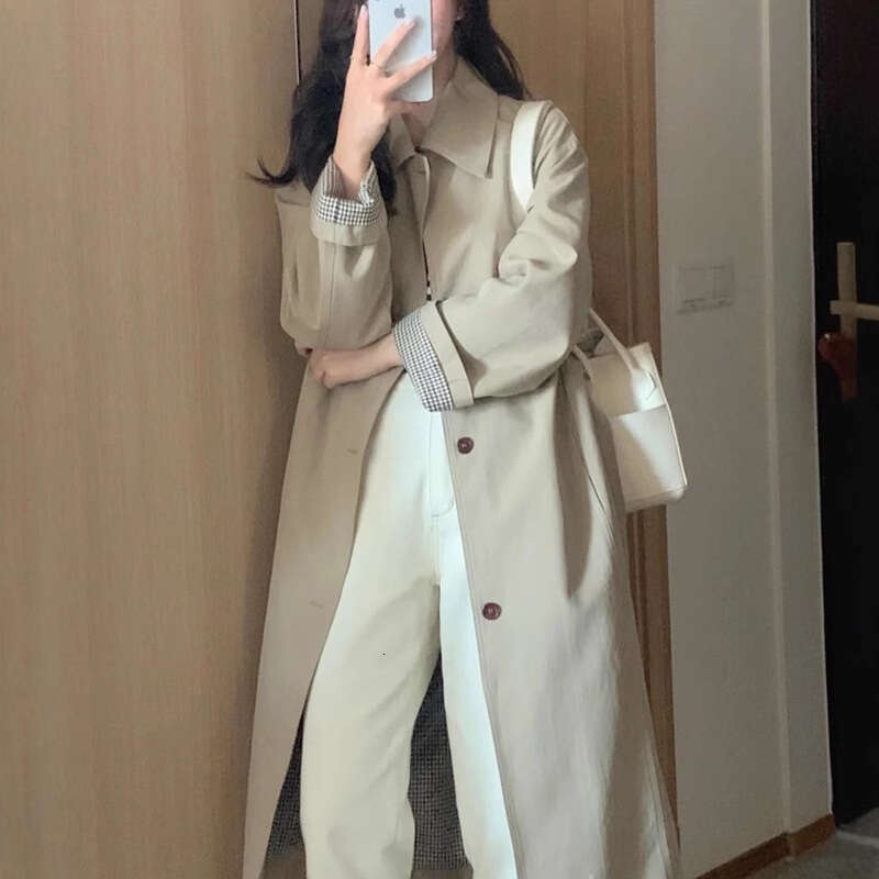 womens coat jackets womens fur coat Designer Trench Coat for Women, Spring and Autumn New Style, Plus Size, Loose Fit, Mid-Length, Versatile, Elegant,