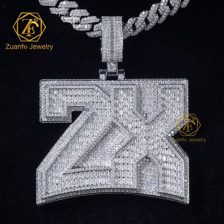 Factory Customized Moissanite Pendant Men Iced Out Jewelry VVS Moissanite Diamonds Cuban Chain Fine Custom Name Hip Hop Pendant