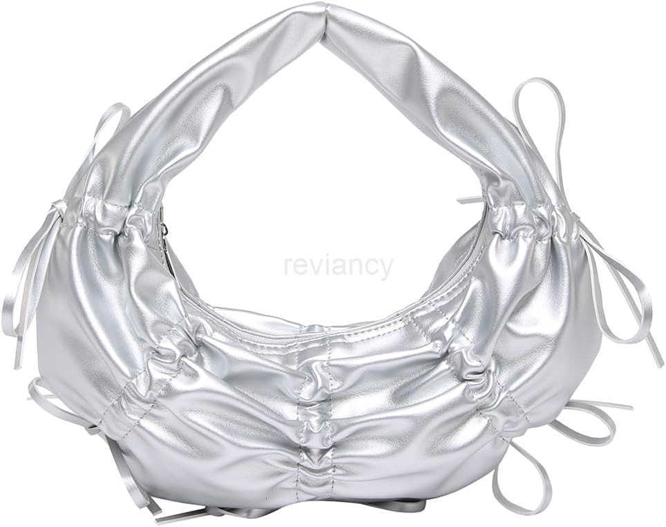 Womens Bow Crescent Shoulder Bag Top Handle Ruched Y2k Underarm BagsW250913
