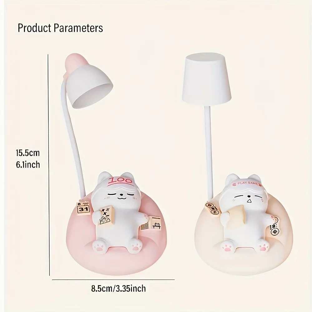 Cute Cat Night Light Accompany Children Birthday Gift Rechargeable Cartoon Silicone Sleeping Lamps Room Bedside Decoration C250913