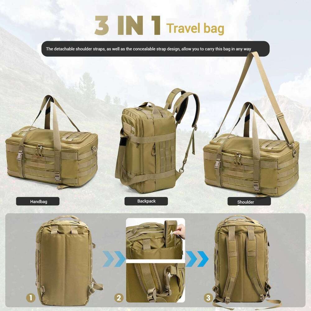 3 In 1 Outdoor Travel 30L Large Capacity Unisex Camping Backpack Multi-Functional Portable Crossbody Fiess Bag