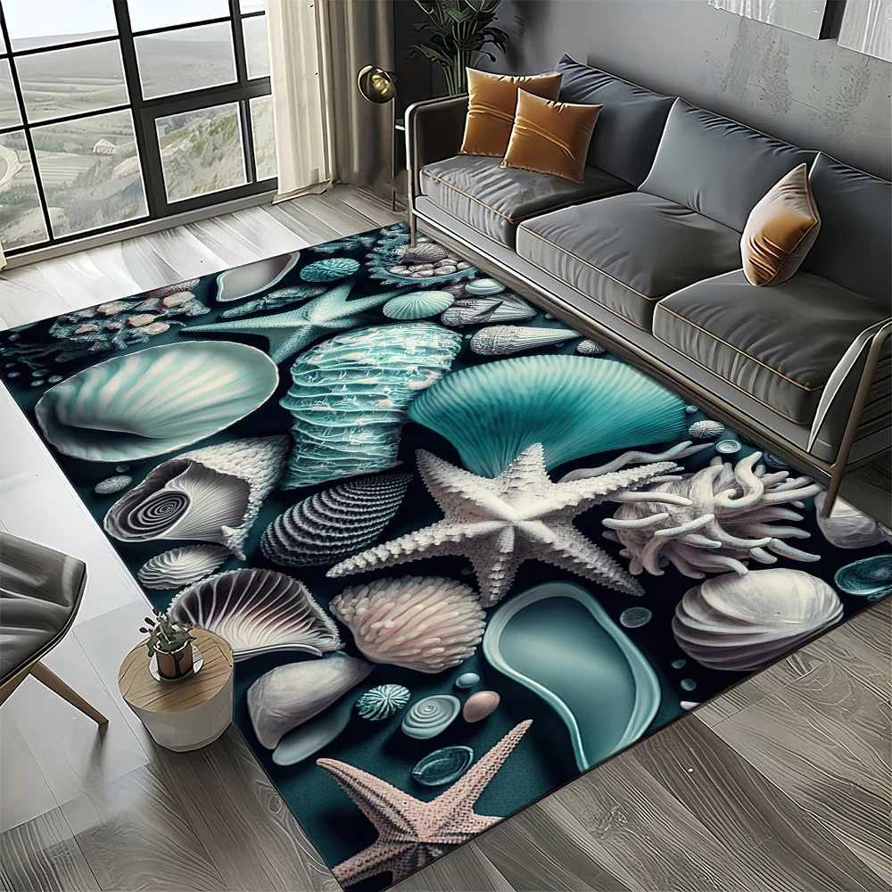 2025 New Starfish Beach Shell Sea Star Sand Carpet Rug for Living Room Bedroom Home Sofa DecorationKids play Nonslip Floor Mat C2509131