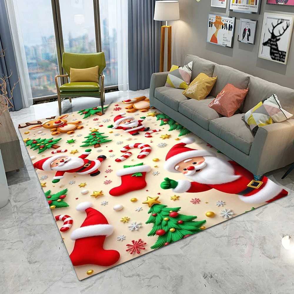 Christmas Tree Santa Claus Carpet Living Room Sofa Bedroom Study Kitchen Entrance Door Mat Nonslip Cute Cartoon Home Decor Rug C250913