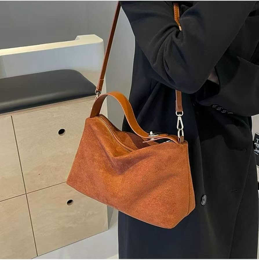 Women Slouchy Suede Satchels Shoulder Bag Faux Suede Hobo Bags Crossbody Phone Purse TopHandle Tote Handbag PurseW250913