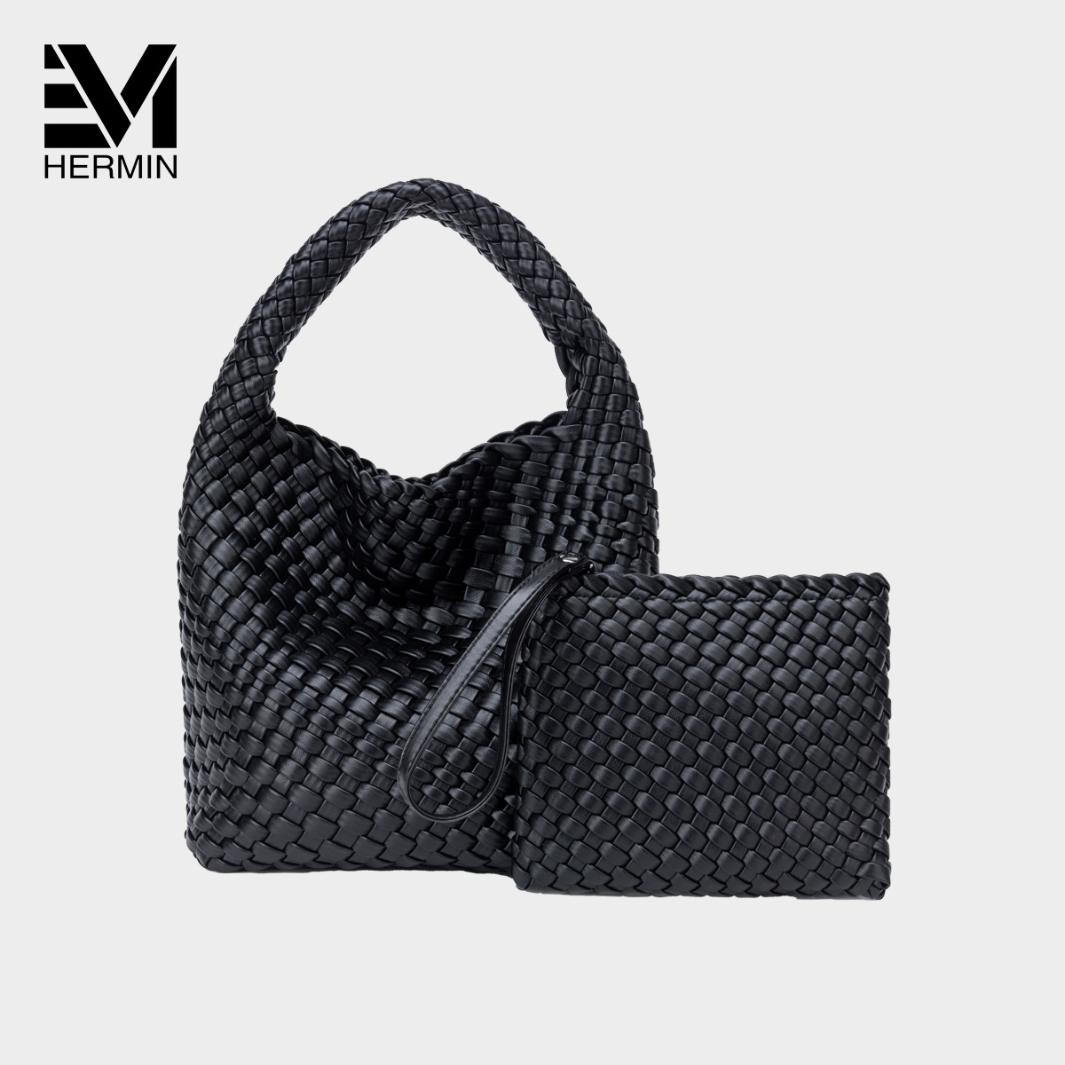 HERMIN 2025 new handmade woven cabbage basket, baozi mother bag, handbag, shoulder crossbody bag