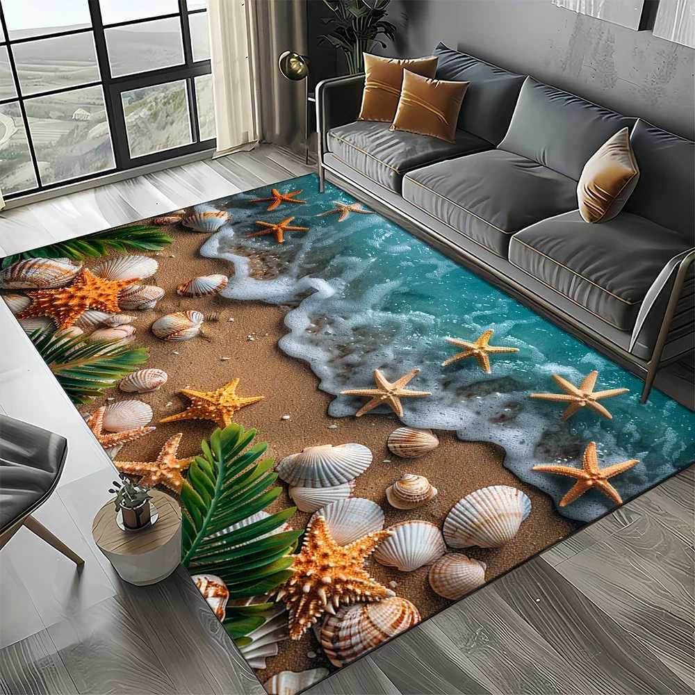 2025 New Starfish Beach Shell Sea Star Sand Carpet Rug for Living Room Bedroom Home Sofa DecorationKids play Nonslip Floor Mat C2509131