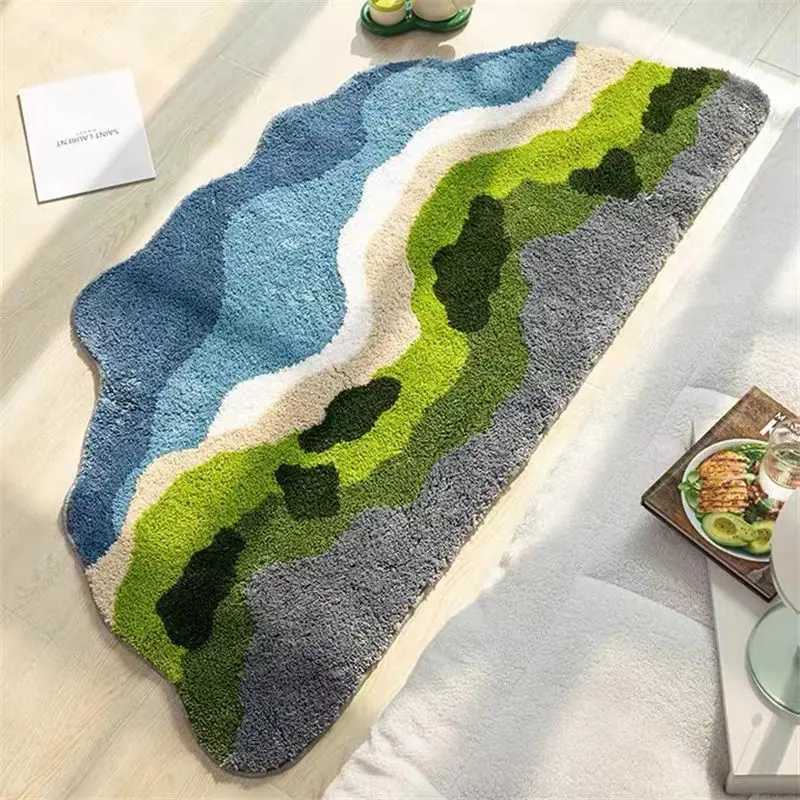 Super Soft Bedside Carpet Irregular Moss Pattern AntiSlip Fluffy Bathroom Mats Absorbent Kitchen Floor Rug Shaggy Carpet Home C250913