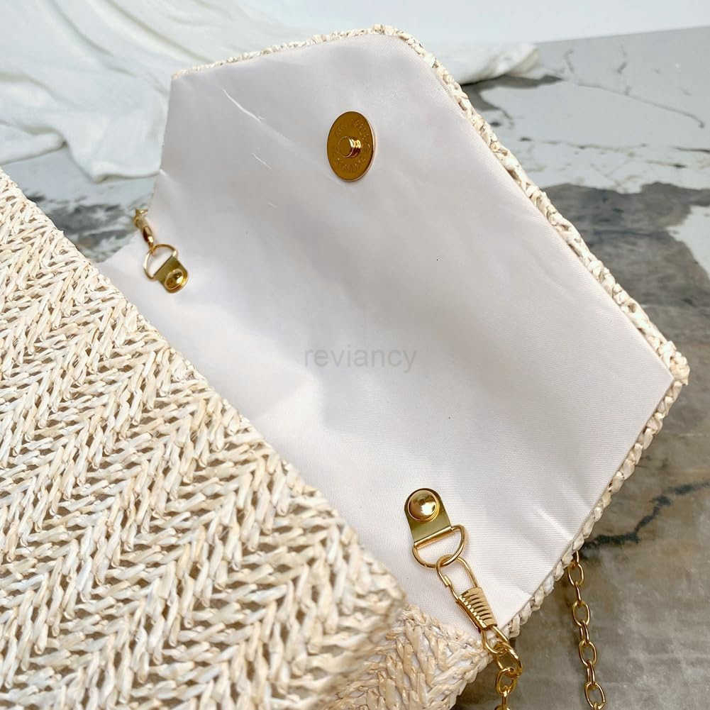 Straw Evening Handbag for Women Exquisite Pearl Beaded TopHandle Purse Small Satchel Purse Woven Clutch Bag 2025W250913
