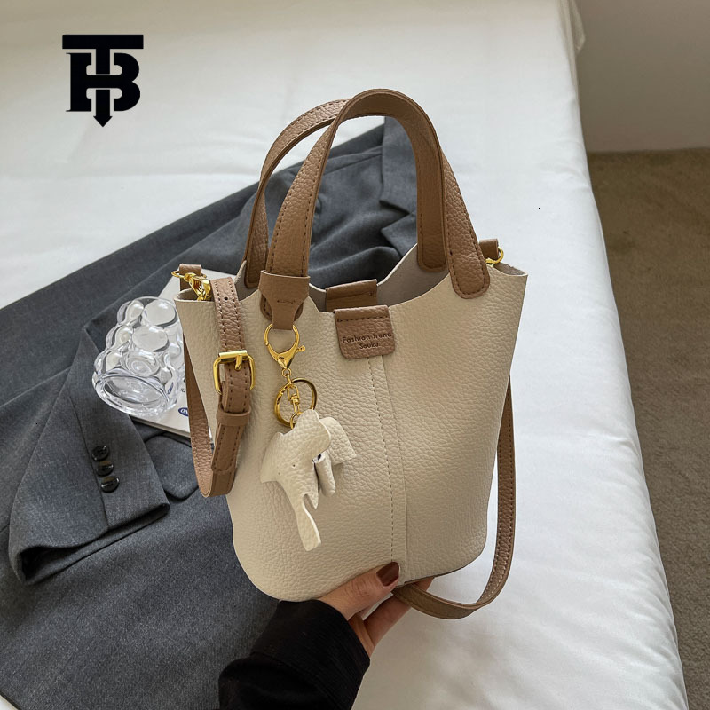 TB BHULAMTE Designer Bag Yuezi Bag Women 2025 New Fashion Trendy Color-block Handbag Mother-daughter Bucket Bag Casual Lychee Pattern Crossbody Bag