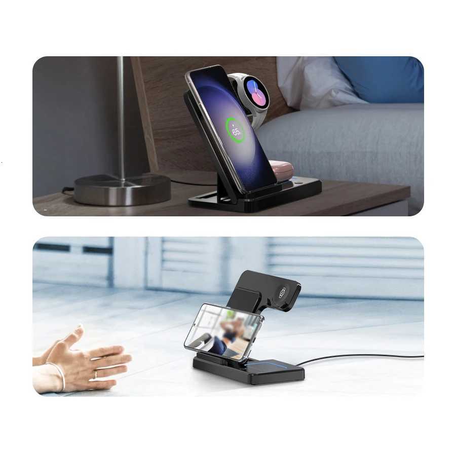 Foldable 3in1 Wireless Charger Stand For Galaxy Watch 7 6 5 4 S24 S23 S22 S21 S20 Note 20 Z flip 6 5 4 Buds 3 2 Pr