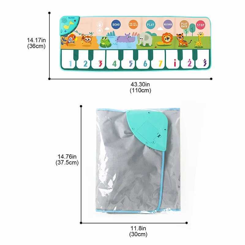 110x36cm Musical Piano Mat for Kids Toddlers Floor Keyboard Dance Mat with 8 Animal Sounds Baby Mat Educational Toys C250913
