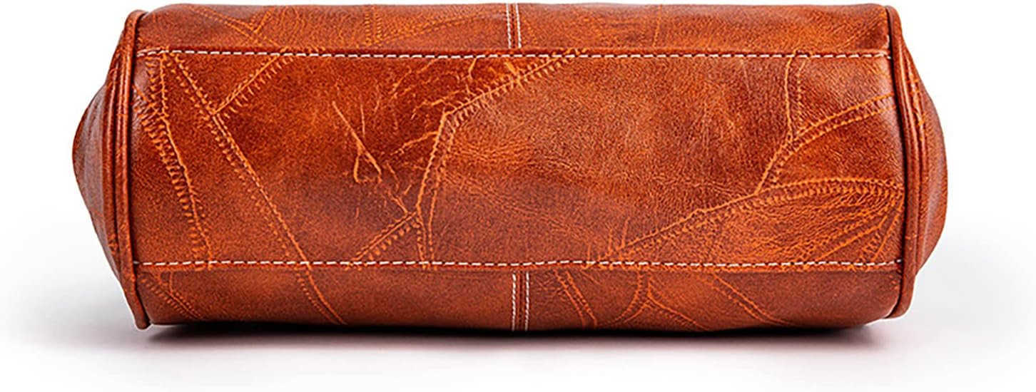 Women Vintage Hollow Handbag Oil Leather Shoulder Crossbody Bag Clutch Satchel Purse with Kiss Lock ClosureW250913