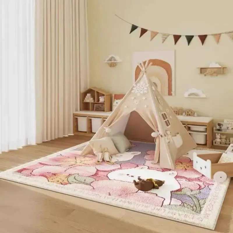 VIKAMA Imitation Cashmere Cartoon Cute Carpet Family Childrens Room Cream Wind NonSlip Mattress Bedroom Baby Crawling Blanket C250913