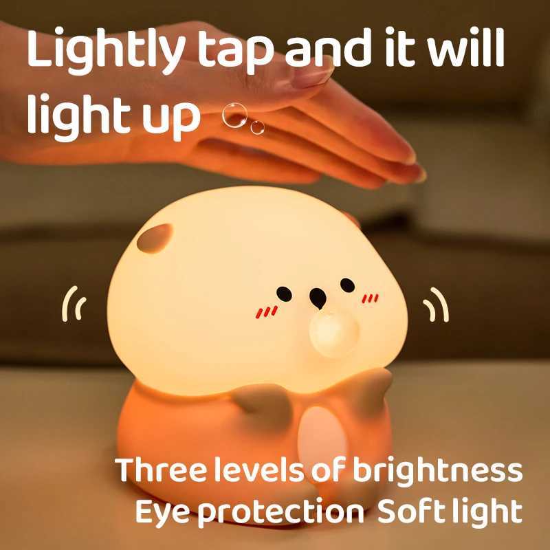 Adorable BubbleBlowing Otter Silicone Night Light Soft Glow for Bedside Lamp Funny Kid Gift for Toddler Safe Cute Nursery Decor C250913