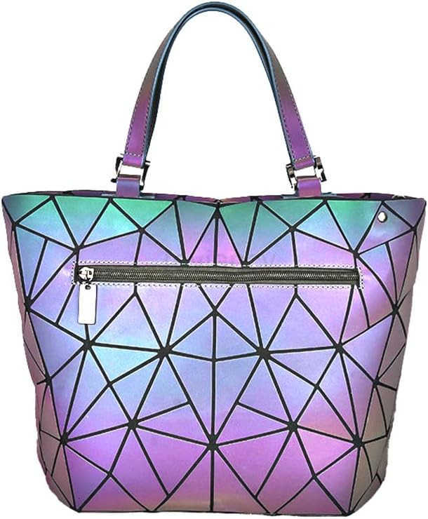 Womens Geometric Luminous Purse bags Ladies Top Handle Satchel BagsW250913