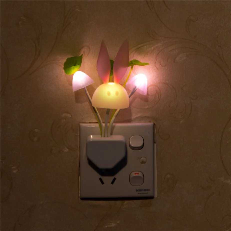 LED Night Light Automatic Sensor Night Lamp EUUS Plug in Wall Light 110V220V 3 LED Mushroom Night Lights For Children Bedroom C250913