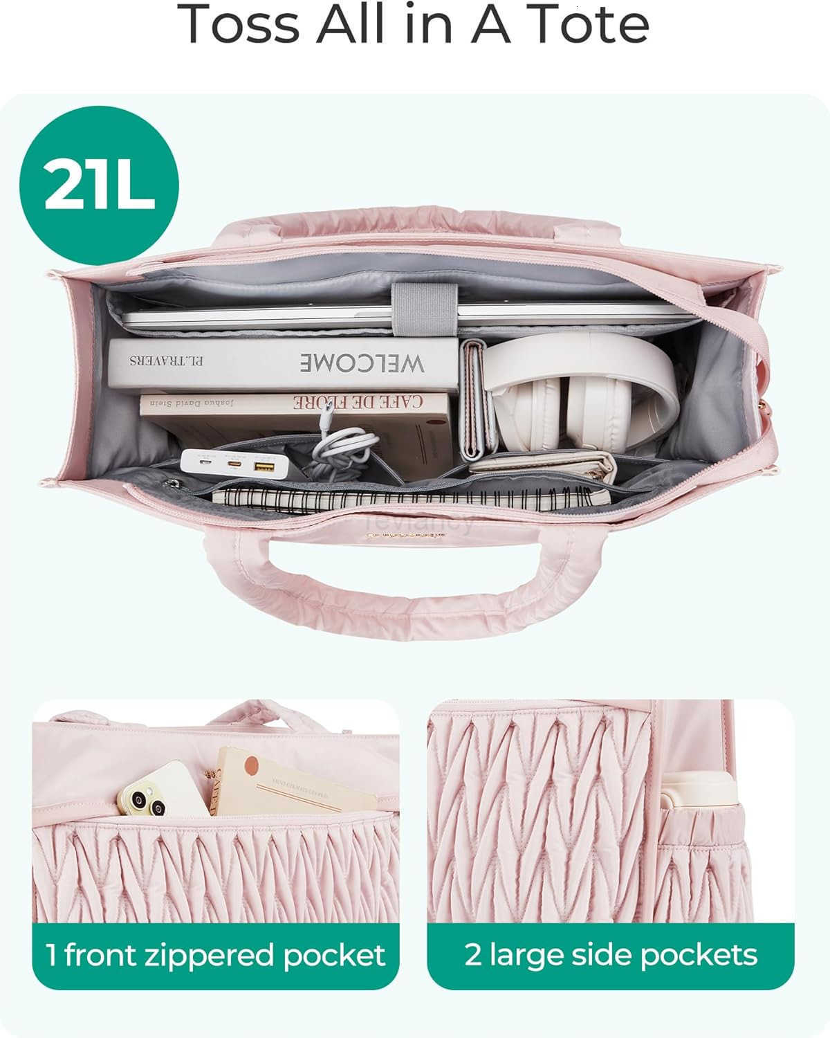 Tote Bag for Women Large Shoulder HandBags with Zipper Black Purses and Top Handles for Travel WorkW250913