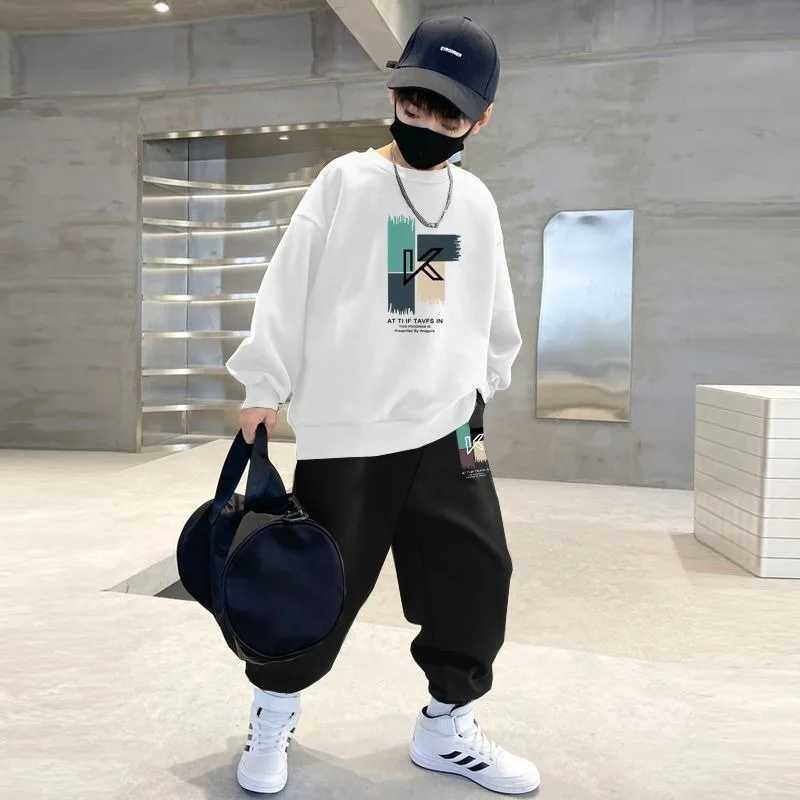 Sweatshirt Set FleeceLined Childrens Top Bottom Clothes Korean Kids 4 Years Clothing Year Old Boy Boys Autumn Winter Suit C250913