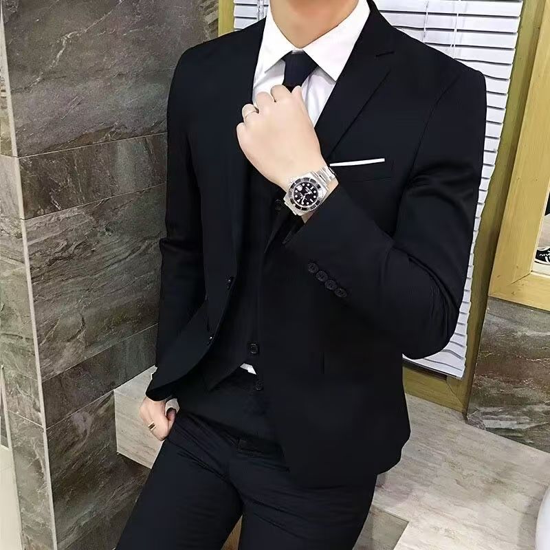 S001 Stylish Men's Print Ensemble: Tailored Casual Suit for Everyday Wear