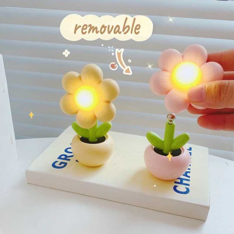 Mini small flower cute bedroom night light creative bedside ornament cream glue DIY night light birthday gift desk lamp C251122