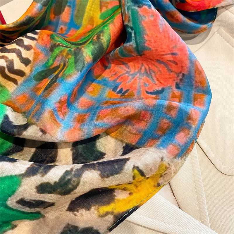 DesignerFloralSquare65cmNeckerchiWenRealSilkScarfLuxuryCottonShawl2025PrintFaHijabBandanaband G250912
