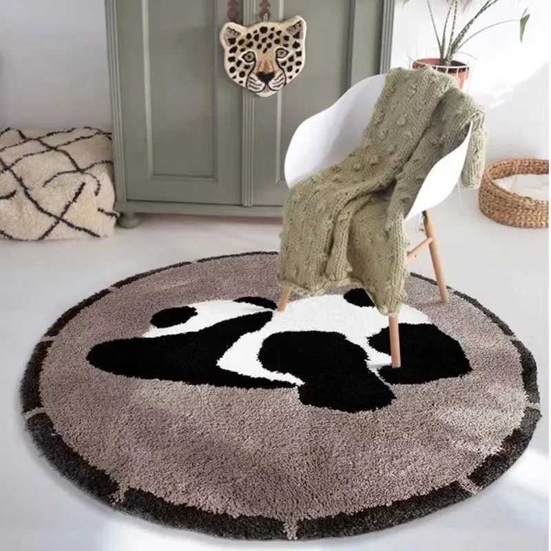 VIKAMA Cartoon Round Imitation Cashmere Carpet Bedroom Bed Childrens Room Small Animal Bed Mat Wear Resistant Cashmere Carpet C250913