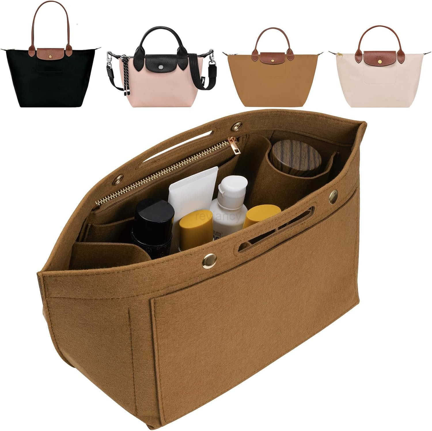 Purse Organizer Insert for LE PLIAGE Top Handle Beige SmallW250913