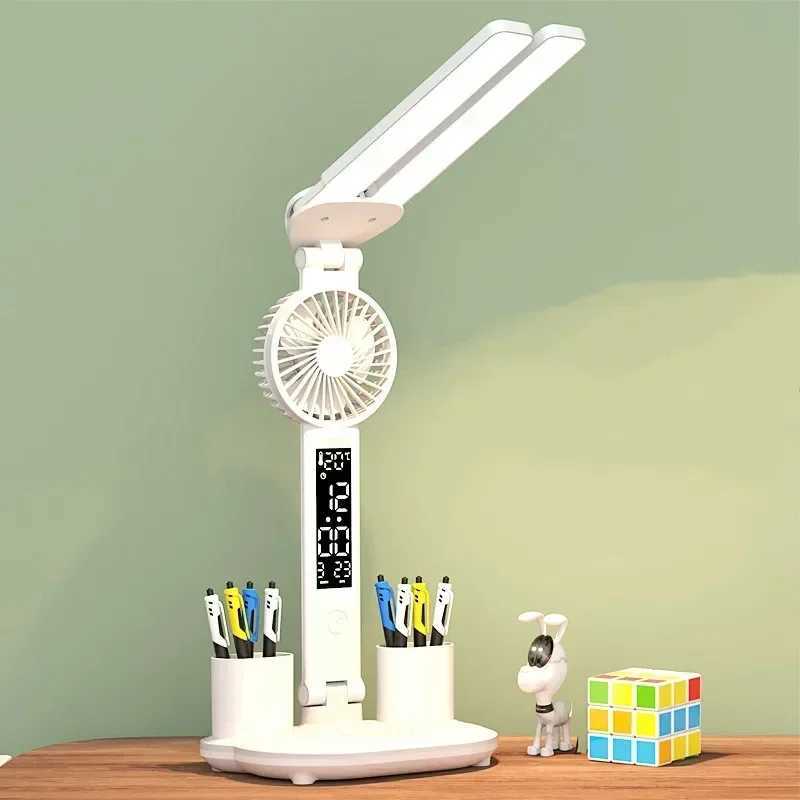 Table Lamp with Fan for Student Studying LED Desk Lamp with Pen Holder Multifunctional Touch Night Light Rechargeable C251122