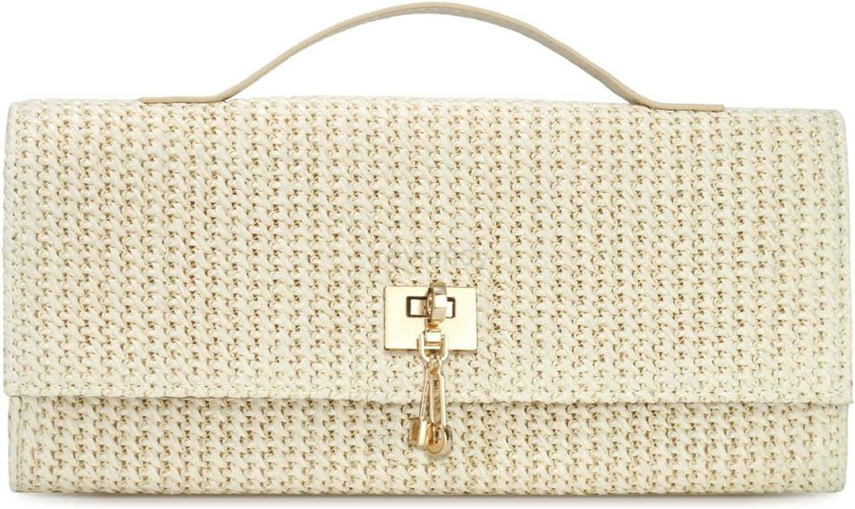 Top handle Straw Clutch Purses for WomenWoven Evening Shoulder Handbag Formal Crossbody Purse Party BagW250913